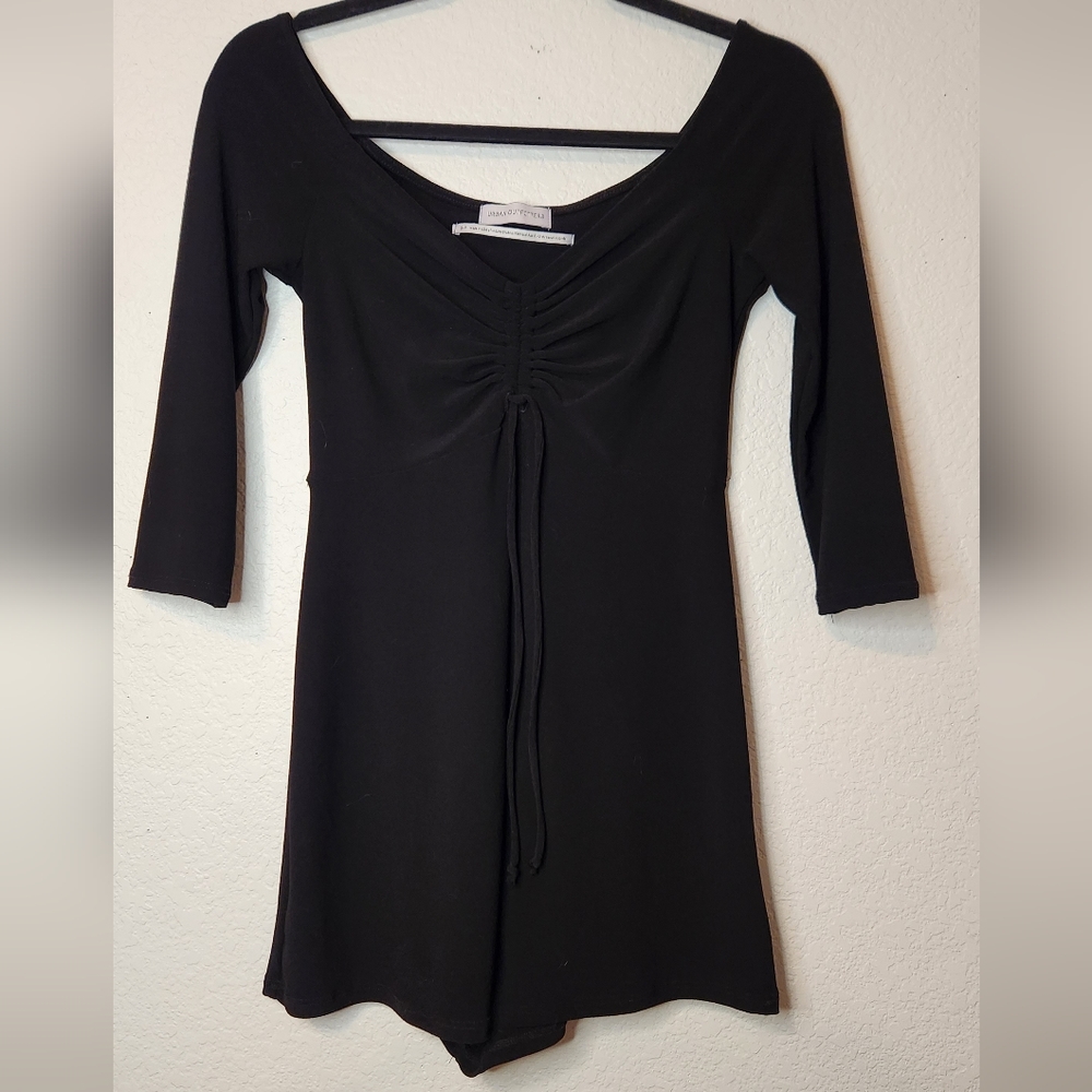 Urban Outfitters Stretch Cinched‎ Front Black Romper Shorts, Size S
